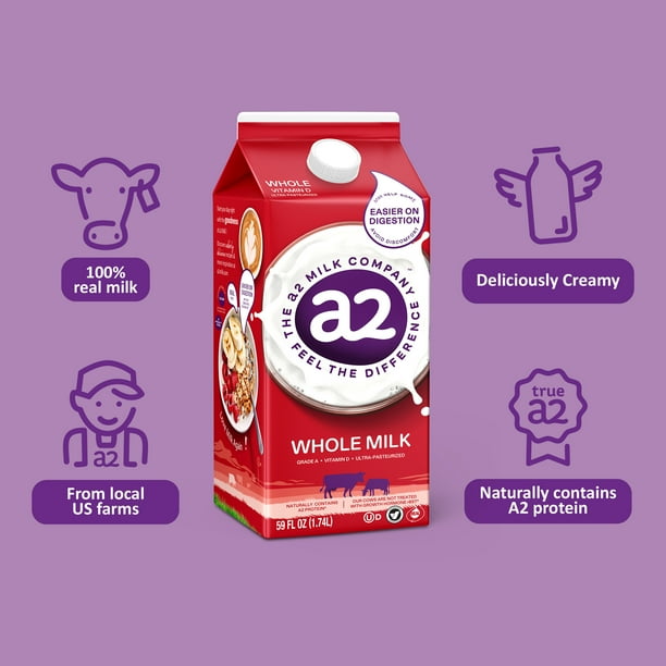 A2 Milk® Ultra-Pasteurized Whole Milk, 59 fl oz Carton