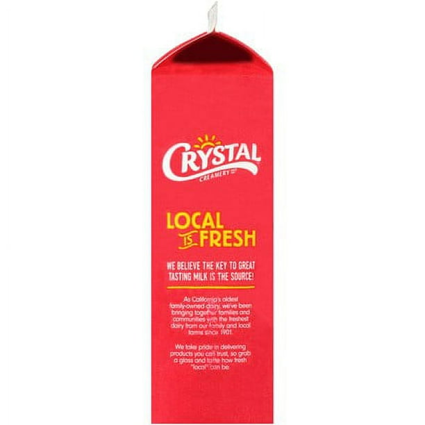 Crystal Creamery 100% California Whole Milk Vitamin D Paper Carton Quart, 32 fl oz (Refrigerated)