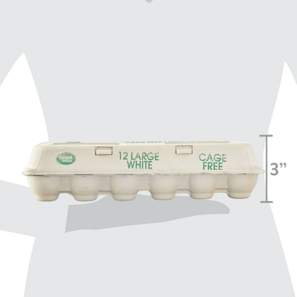 Great Value Cage Free Large White Eggs, 12 Count