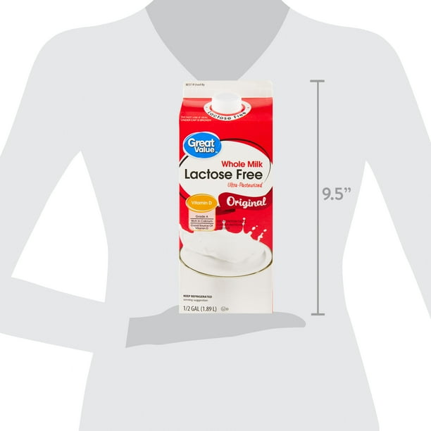 Great Value Lactose Free Whole Vitamin D Milk, Half Gallon, 64 fl oz