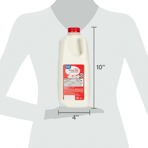 Great Value Milk Whole Vitamin D, Half Gallon, Plastic, Jug, 64oz