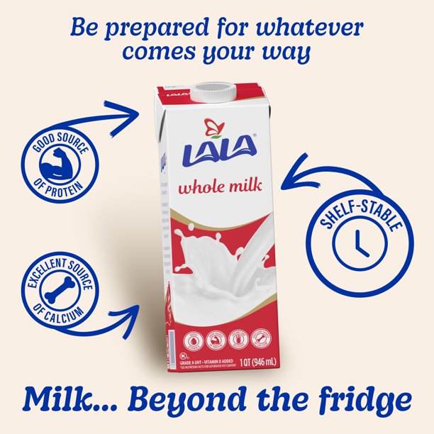LALA Whole Milk UHT Shelf-Stable, Unflavored, 32 oz Box