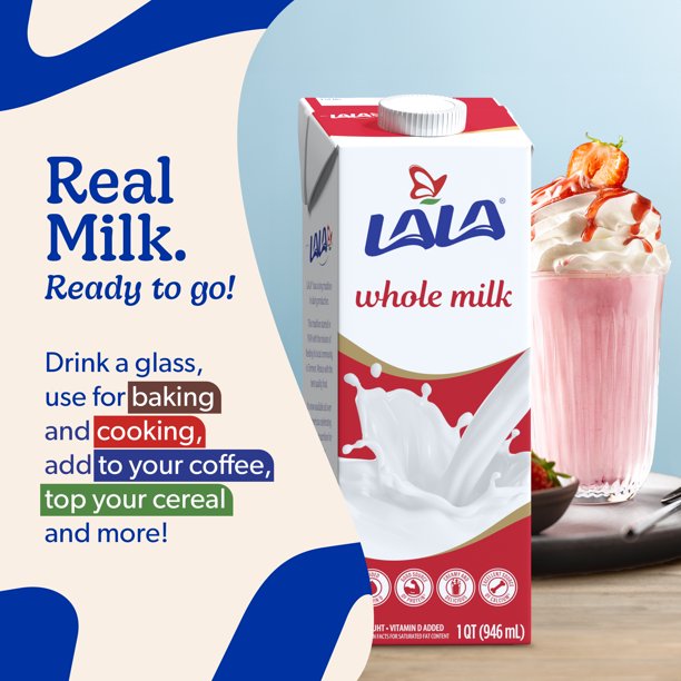 LALA Whole Milk UHT Shelf-Stable, Unflavored, 32 oz Box