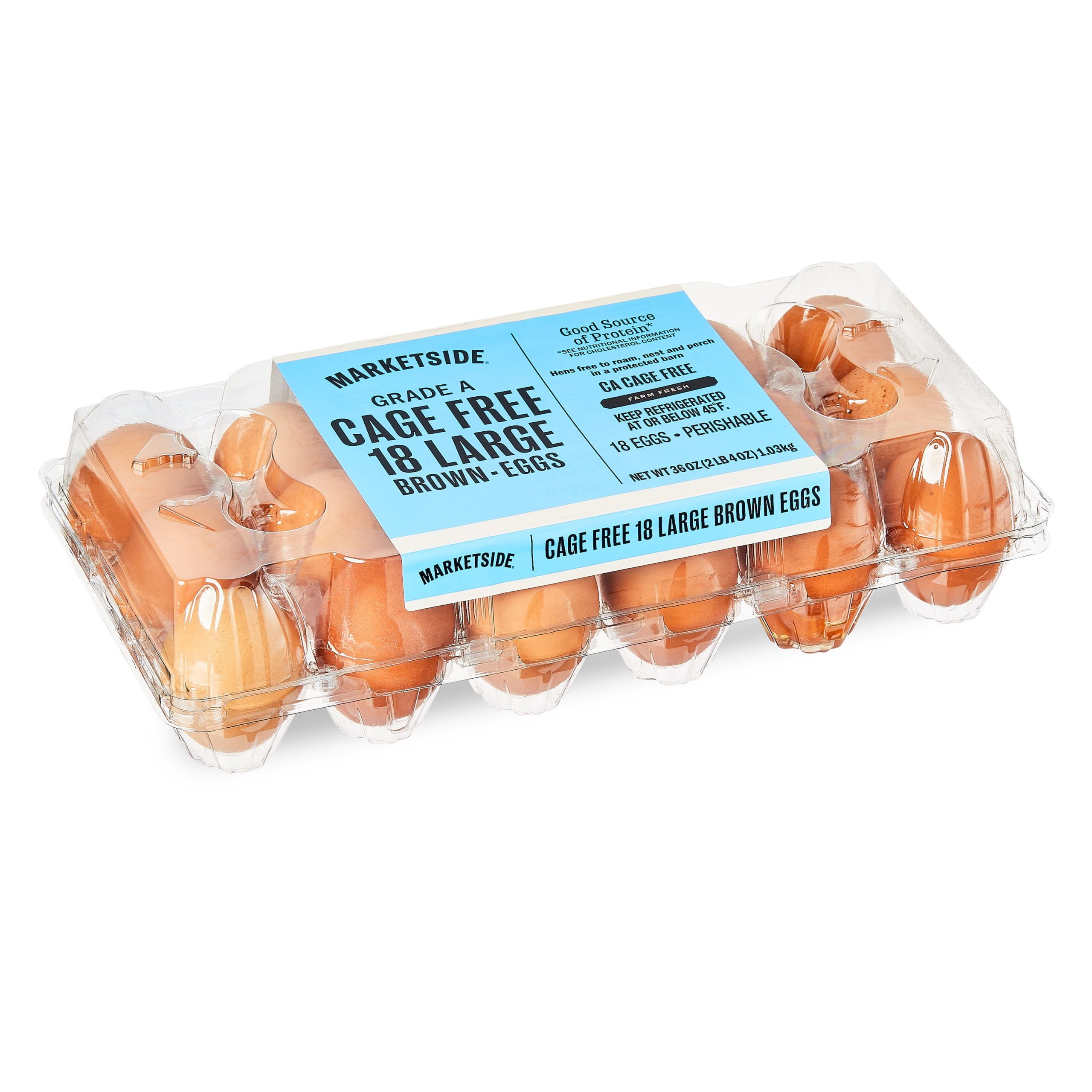 Marketside Cage-Free Large Brown Eggs, 18 Count