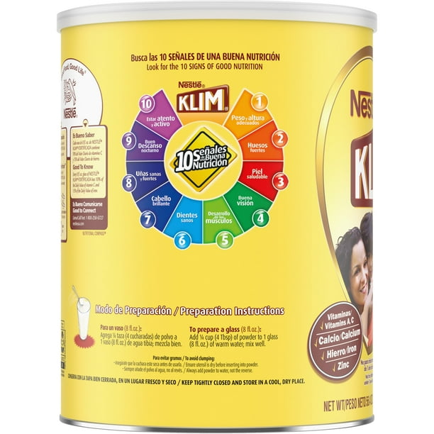Nestle Klim Fortificada Dry Whole Milk Powder, Toddler Formula, 53 Total Servings, 3.52 lbs.