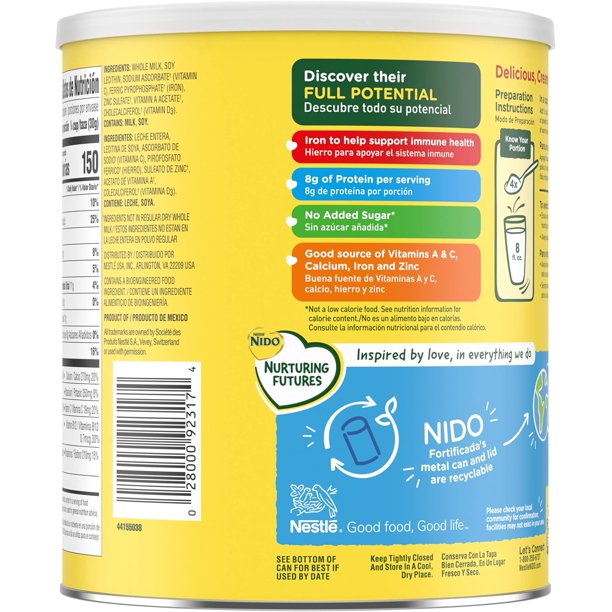 Nido Fortificada Dry Whole Milk 1.76 Pound
