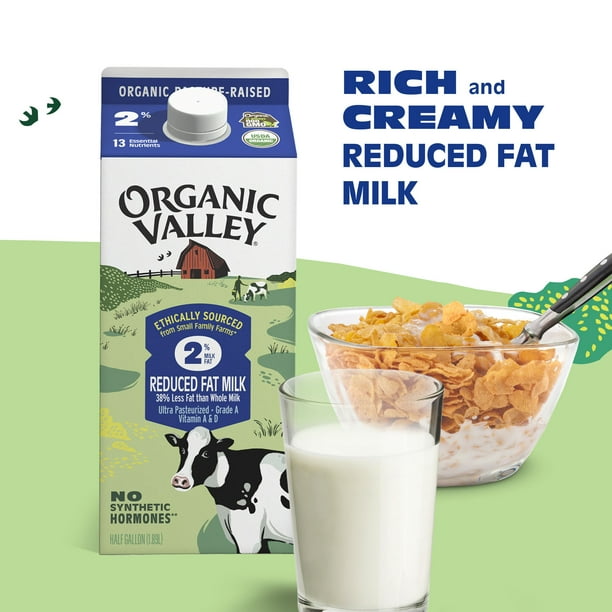 Organic Valley, Organic 2% Milk, Half Gallon Carton (64 oz)