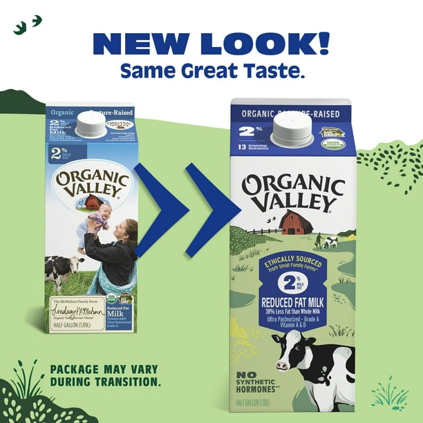 Organic Valley, Organic 2% Milk, Half Gallon Carton (64 oz)