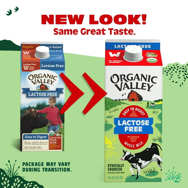 Organic Valley, Organic Lactose Free Whole Milk, 64 oz Half Gallon Carton