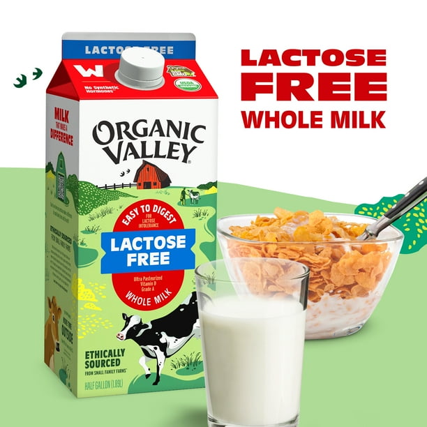Organic Valley, Organic Lactose Free Whole Milk, 64 oz Half Gallon Carton