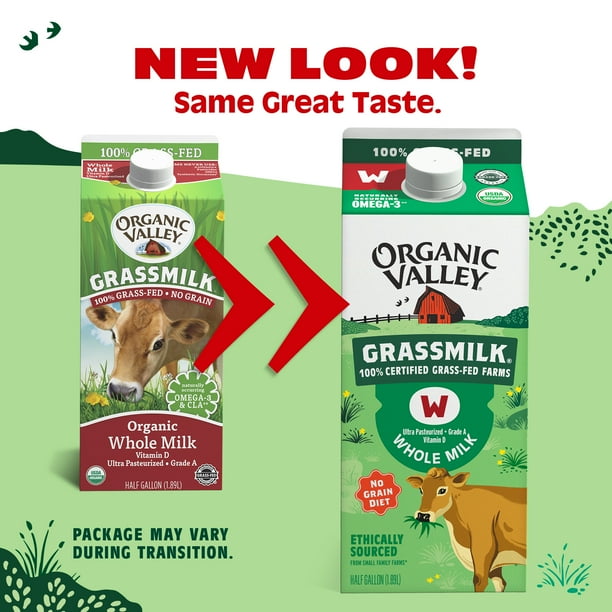 Organic Valley, Organic Whole Milk, Grassfed, Half Gallon Carton (64 oz)