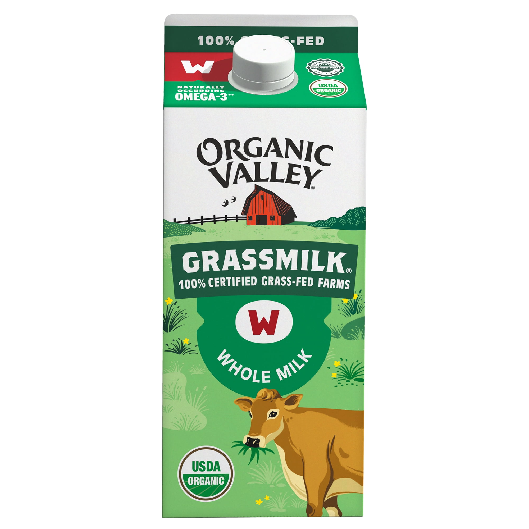 Organic Valley, Organic Whole Milk, Grassfed, Half Gallon Carton (64 oz)