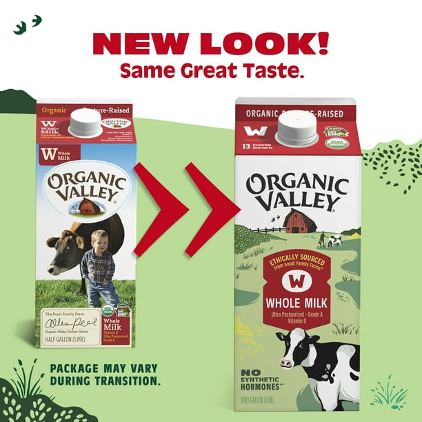 Organic Valley, Organic Whole Milk, Half Gallon Carton, 64 oz