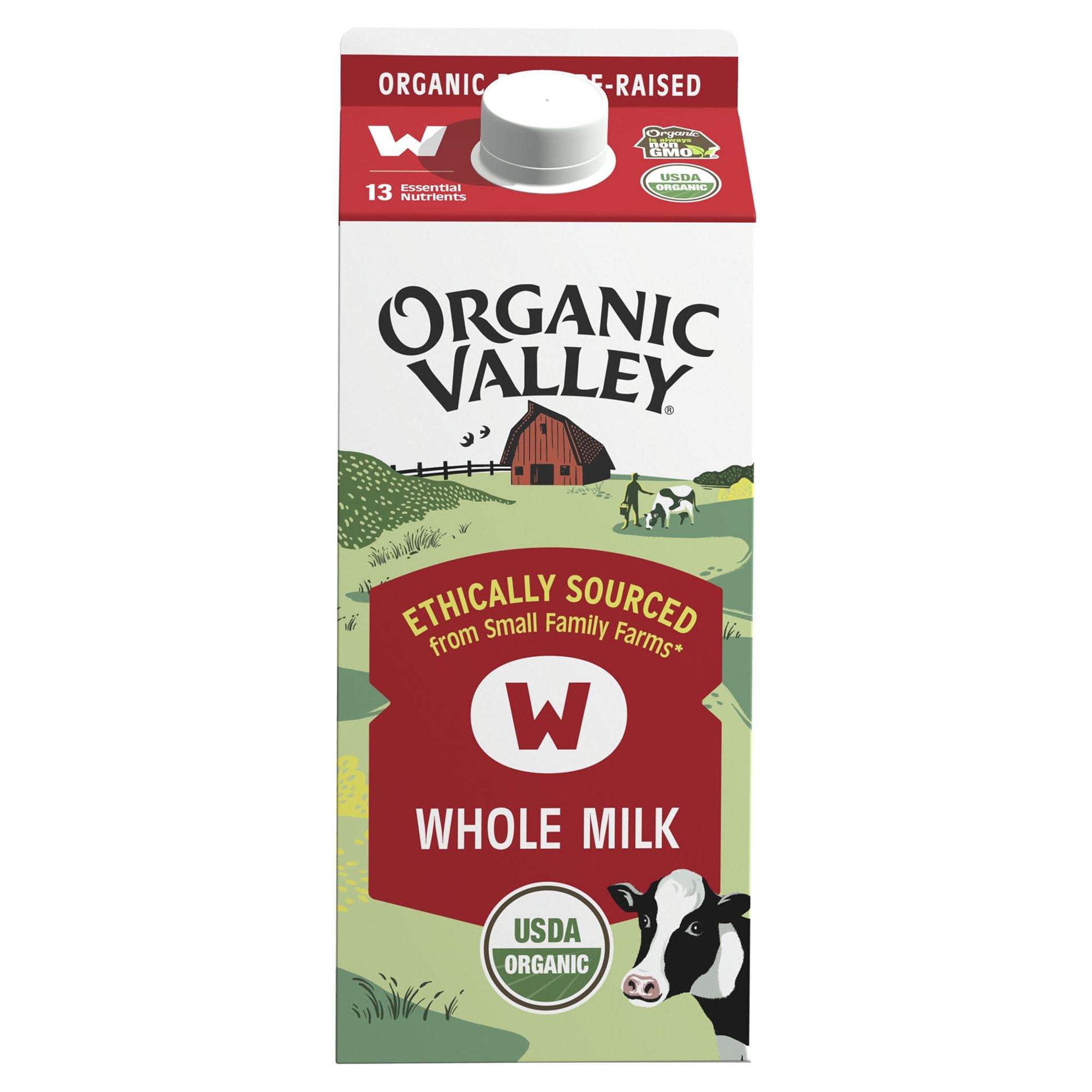 Organic Valley, Organic Whole Milk, Half Gallon Carton, 64 oz